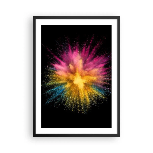 Poster in een zwarte lijst - Explosie van gekleurd poeder op een zwarte achtergrond - 50x70cm - De geboorte van kleuren - Moderne wanddecoratie voor woonkamer en slaapkamer ARTTOR