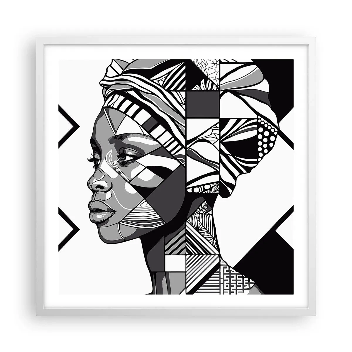 Poster in een witte lijst - Etnisch portret - 60x60 cm