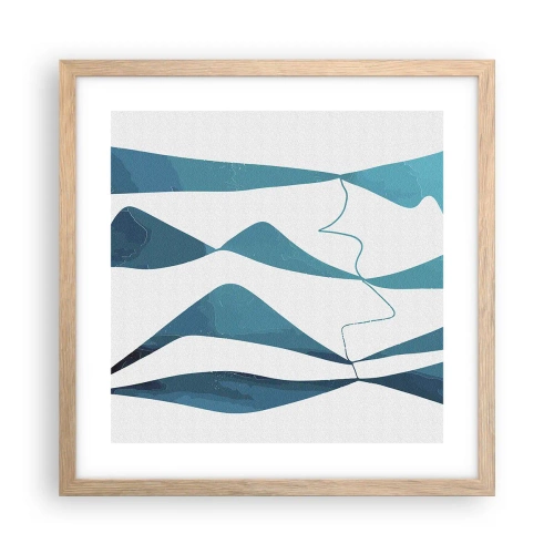 Een poster in een licht eiken lijst - Abstractie: turquoise verbinding - 40x40 cm