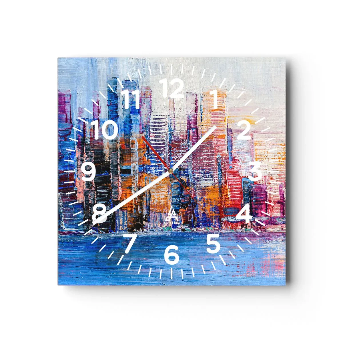 Wandklok - Klok - Een vrolijke metropool - 30x30 cm
