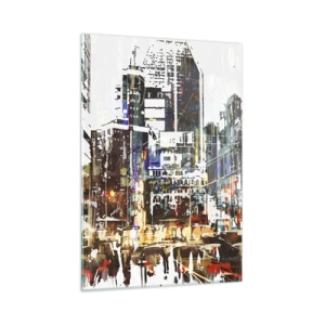 Schilderen op glas - Een glinsterende stad - 50x70 cm