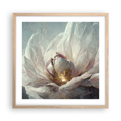 Een poster in een licht eiken lijst - Hij bloeit eens in de honderd jaar - 50x50 cm