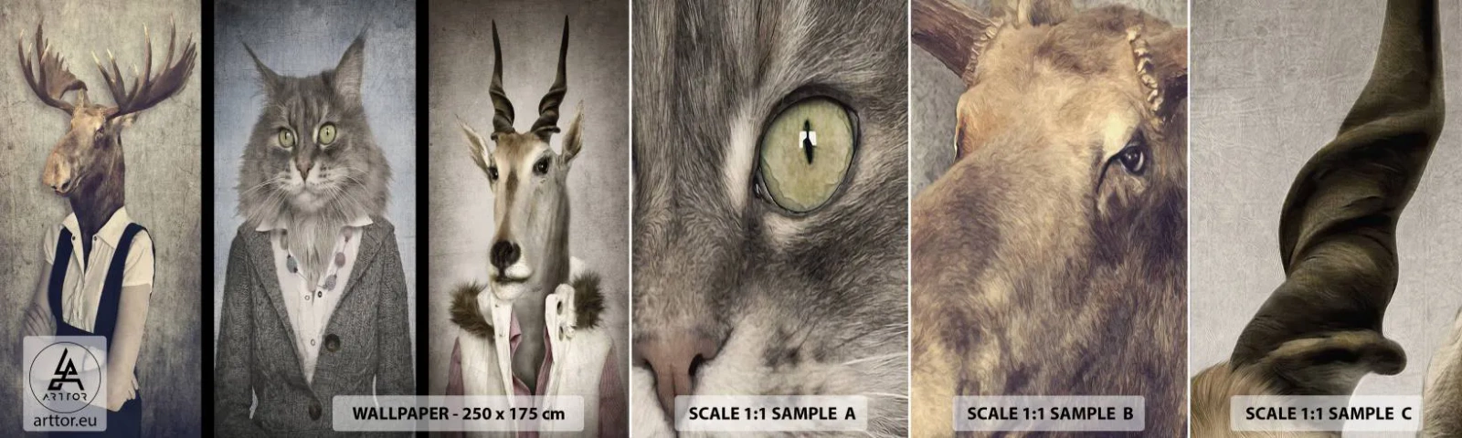 Fotobehang Monster Zelfklevend Deluxe Sticker - Bontjassen zijn weer in de mode - Abstractie, Fantasie, Eland - 100x30 cm