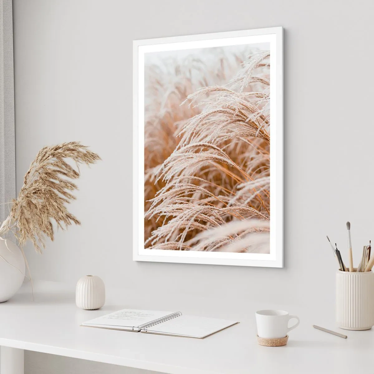 Poster in een witte lijst - Buig je neer voor de herfstzon - 61x91 cm