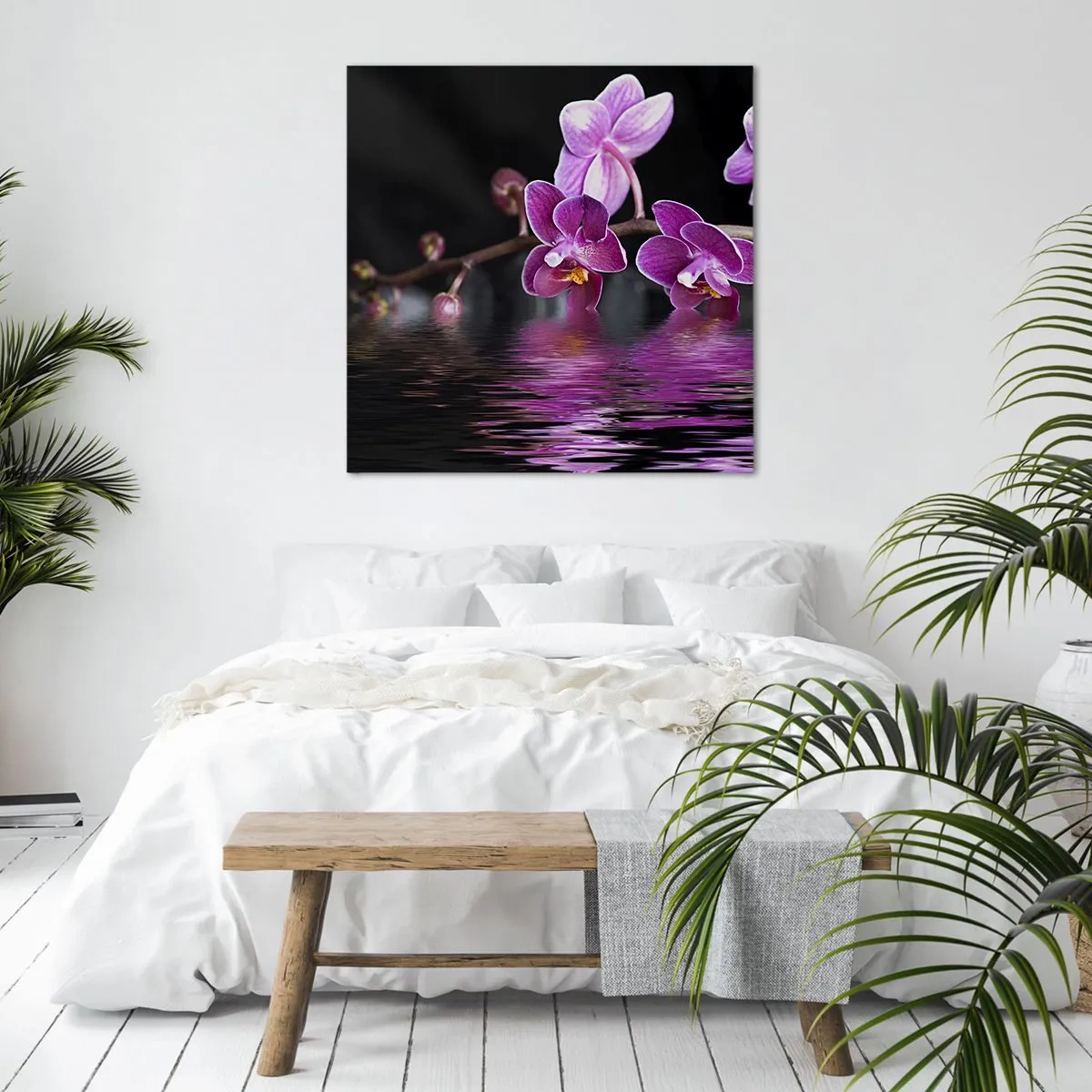 Schilderen op canvas - Lila weerspiegeling van schoonheid - 70x70 cm