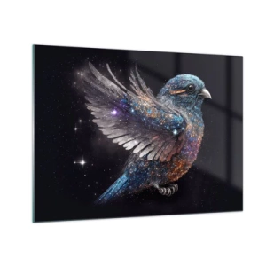 Schilderen op glas - Ruimtemus met diamanten glitter - 70x50cm - Diamant mus - Moderne wanddecoratie voor woonkamer en slaapkamer ARTTOR