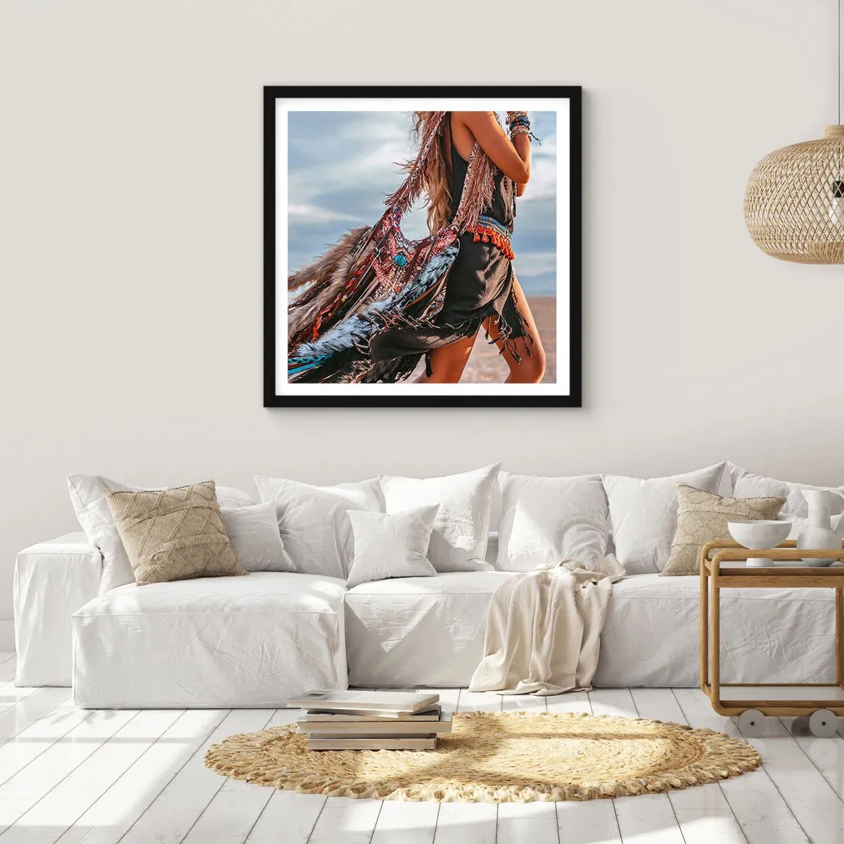 Poster in een zwarte lijst - Het meisje van de sjamaan - 30x30 cm