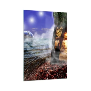 Schilderen op glas - Surrealistisch landschap - eenheid van de natuur - 70x100 cm