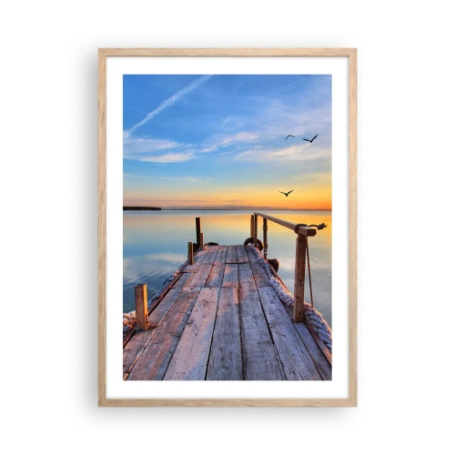 Een poster in een licht eiken lijst - Loop recht naar de zon - 50x70 cm