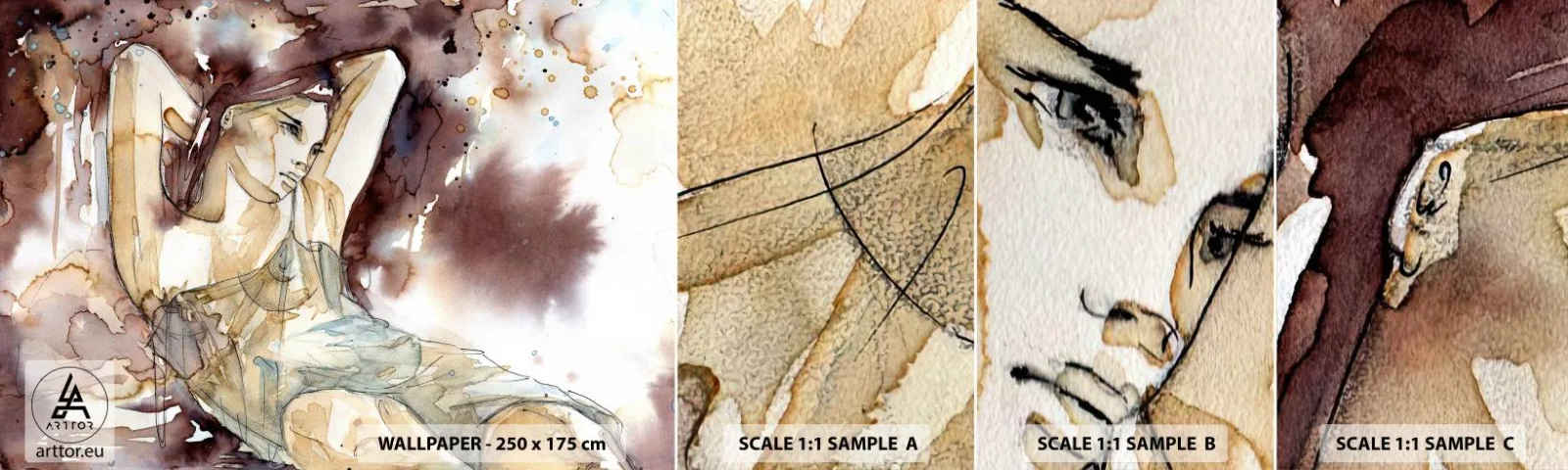 Fotobehang Monster Zelfklevend Deluxe Sticker - In een lila stemming - Abstractie, Vrouw, Lichaam - 100x30 cm