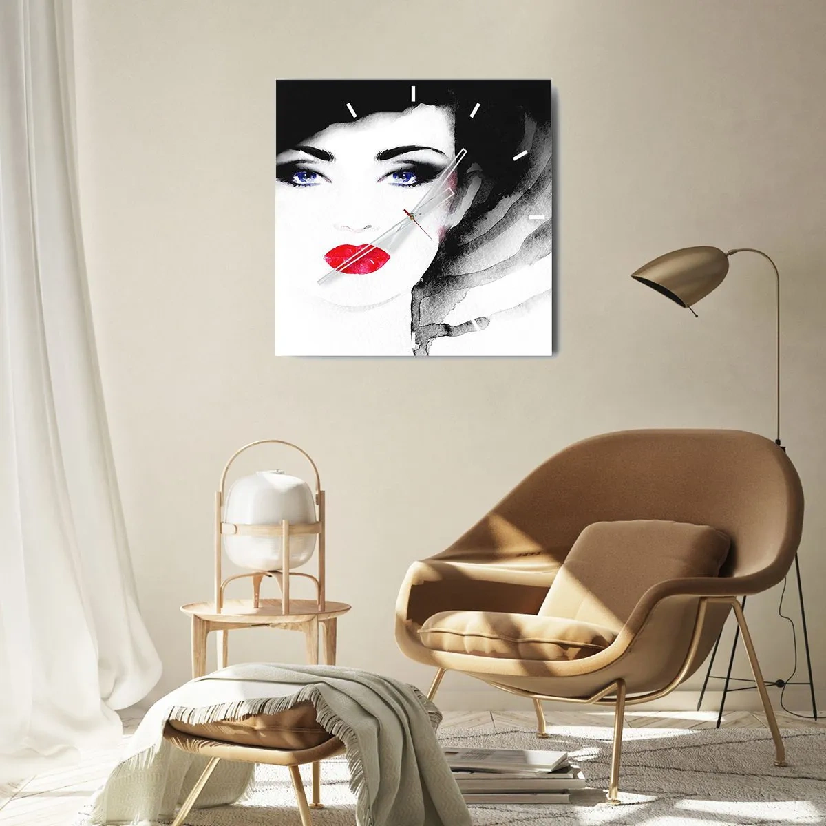 Wandklok - Klok - Hij duwt terug en roept - 40x40 cm