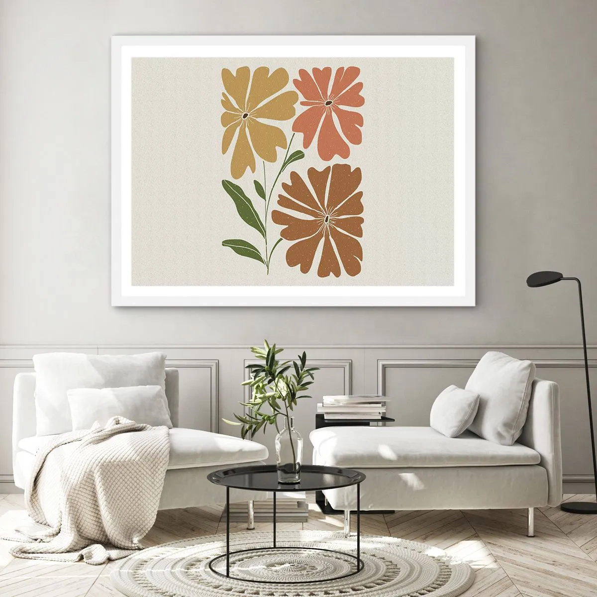 Poster in een witte lijst - Natuur en geometrie - 100x70 cm