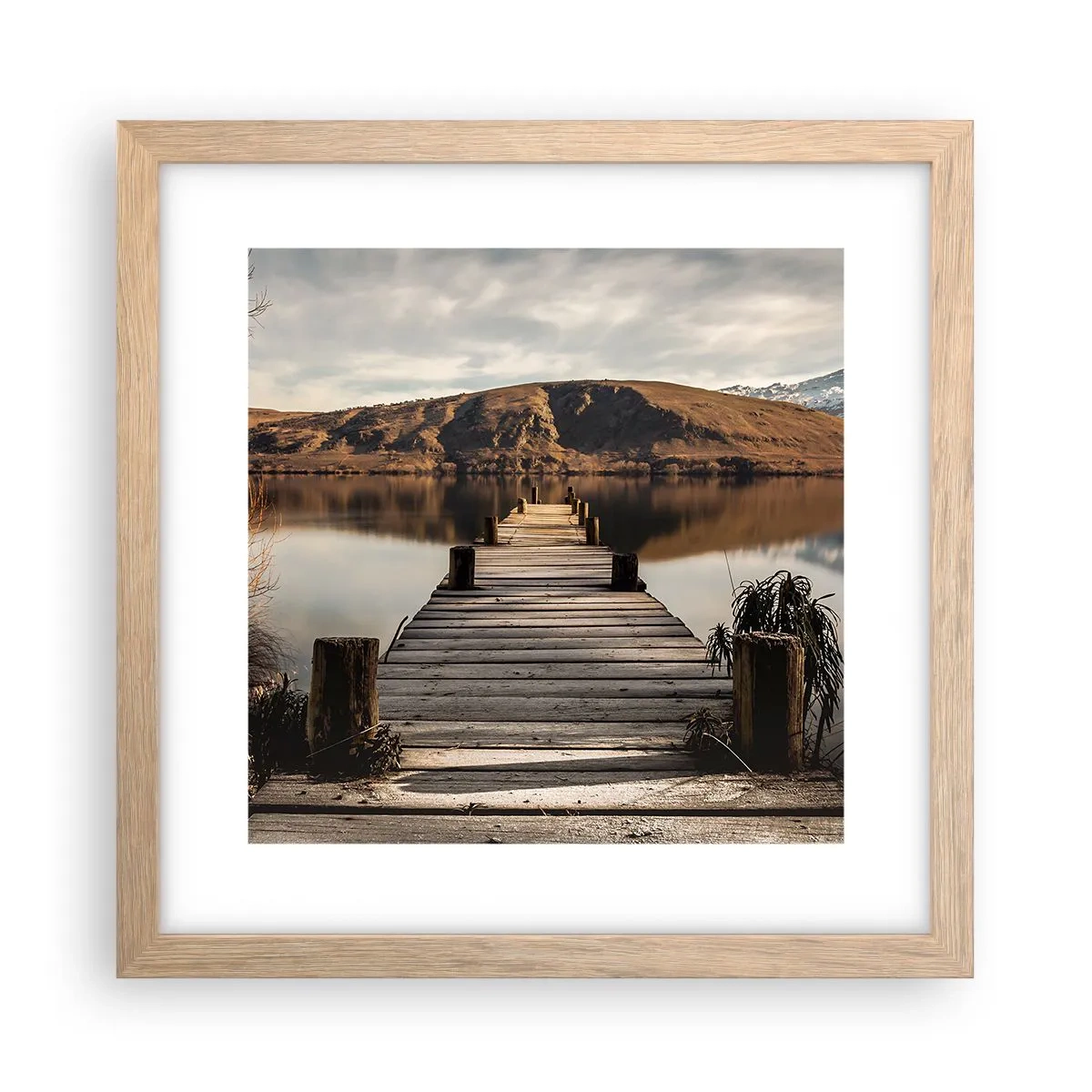 Een poster in een licht eiken lijst - Landschap in stilte - 30x30 cm