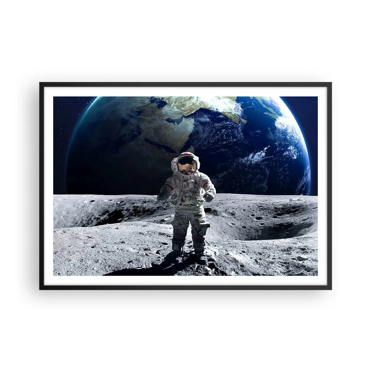 Poster in een zwarte lijst - Groetjes van de maan - 100x70 cm