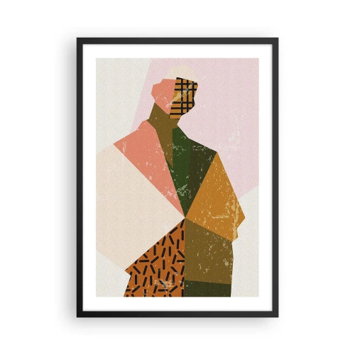 Poster in een zwarte lijst - Abstract silhouet in geometrische vormen - 50x70cm - De mens – een ingewikkeld wezen - Moderne wanddecoratie voor woonkamer en slaapkamer ARTTOR