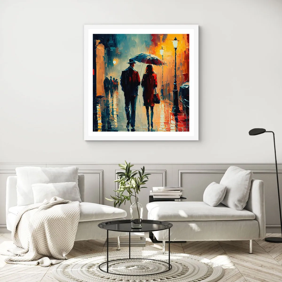 Poster in een witte lijst - Stedelijk love strory - 50x50 cm