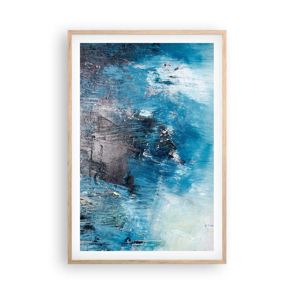 Een poster in een licht eiken lijst - Rhapsody in Blauw - 61x91 cm