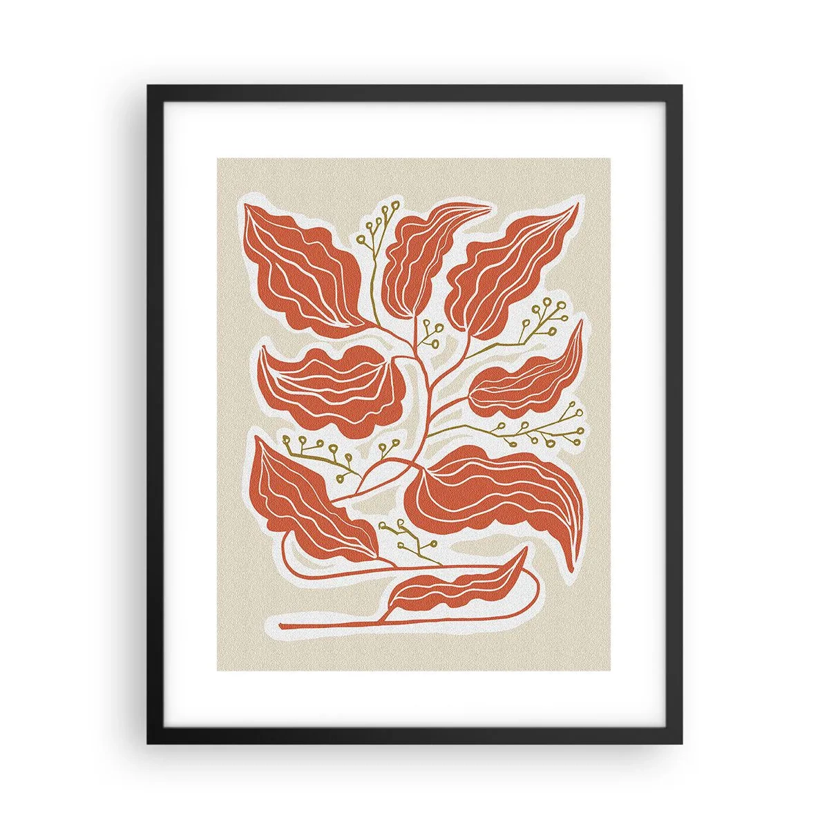 Poster in een zwarte lijst - Folk en koraal - 40x50 cm