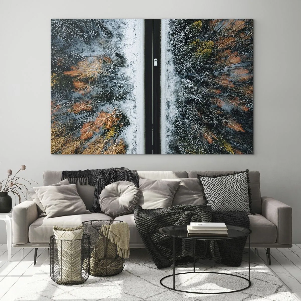 Schilderen op glas - Snijd door het winterbos - 120x80 cm