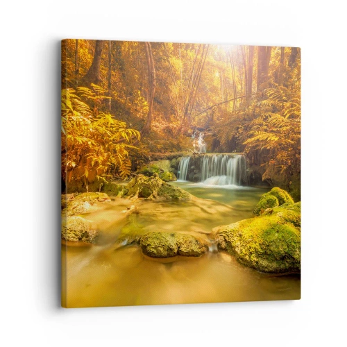 Schilderen op canvas - Boscascade in goud - 30x30 cm