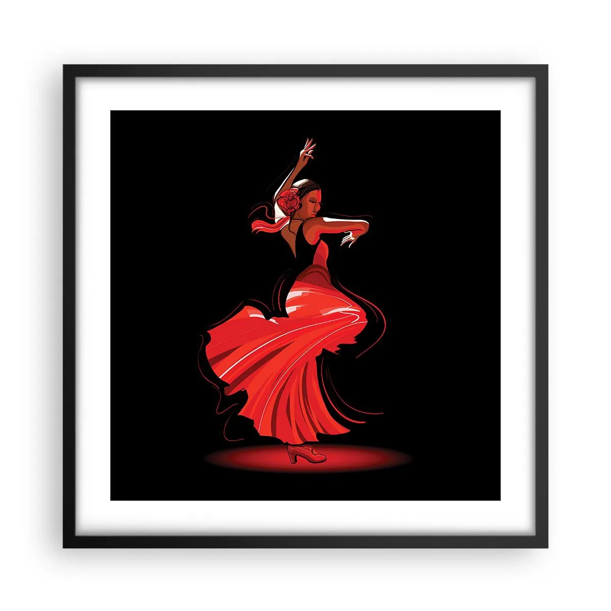 Poster in een zwarte lijst - De vurige geest van flamenco - 50x50 cm