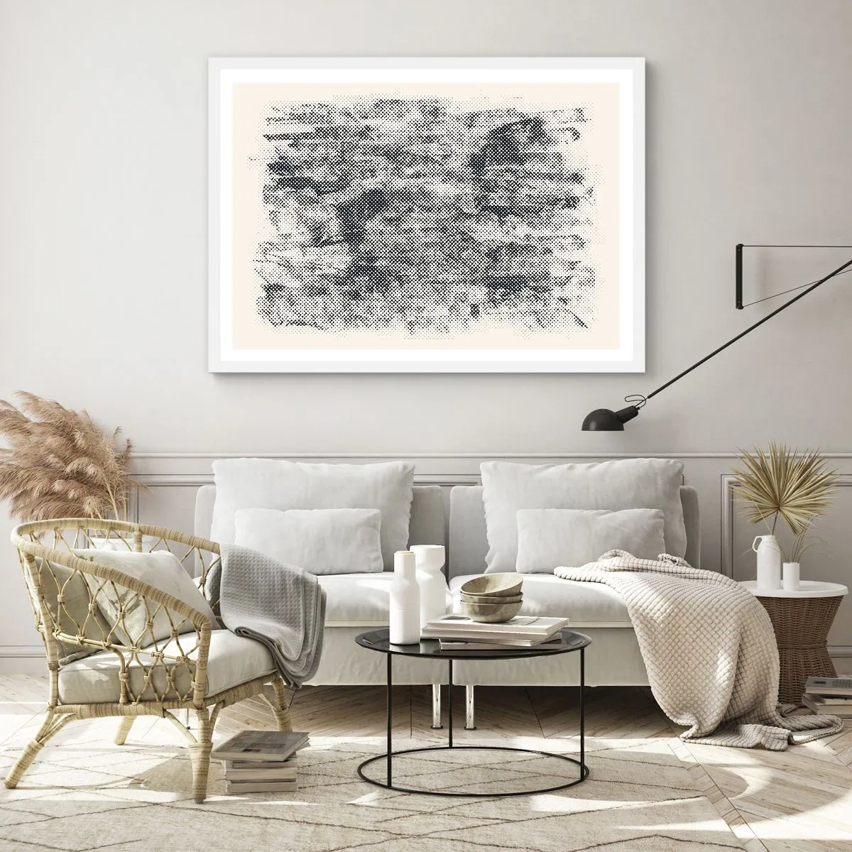 Poster in een witte lijst - Mistige compositie - 40x30 cm