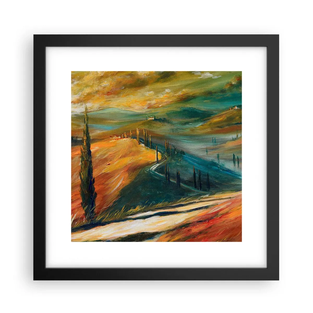 Poster in een zwarte lijst - Toscaans landschap - 30x30 cm