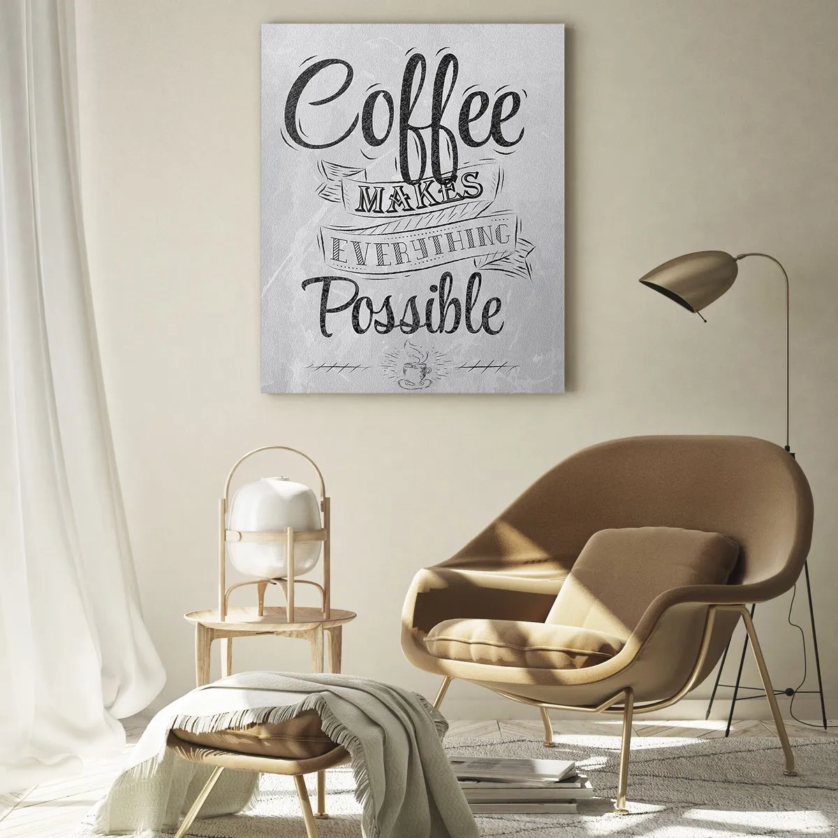 Schilderen op glas - Hoe kun je niet van koffie houden? - 50x70 cm