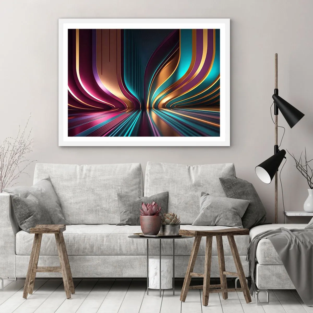 Poster in een witte lijst - Architectuur van licht - 100x70 cm