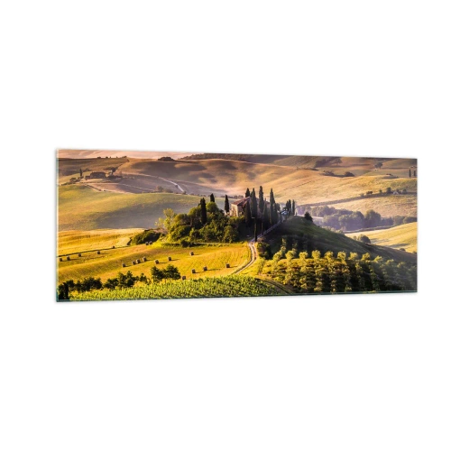 Schilderen op glas - Arcadia - het Toscaanse landschap - 140x50 cm