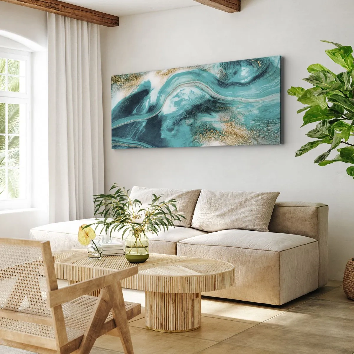 Schilderen op canvas - De rivier van goud - 160x50 cm