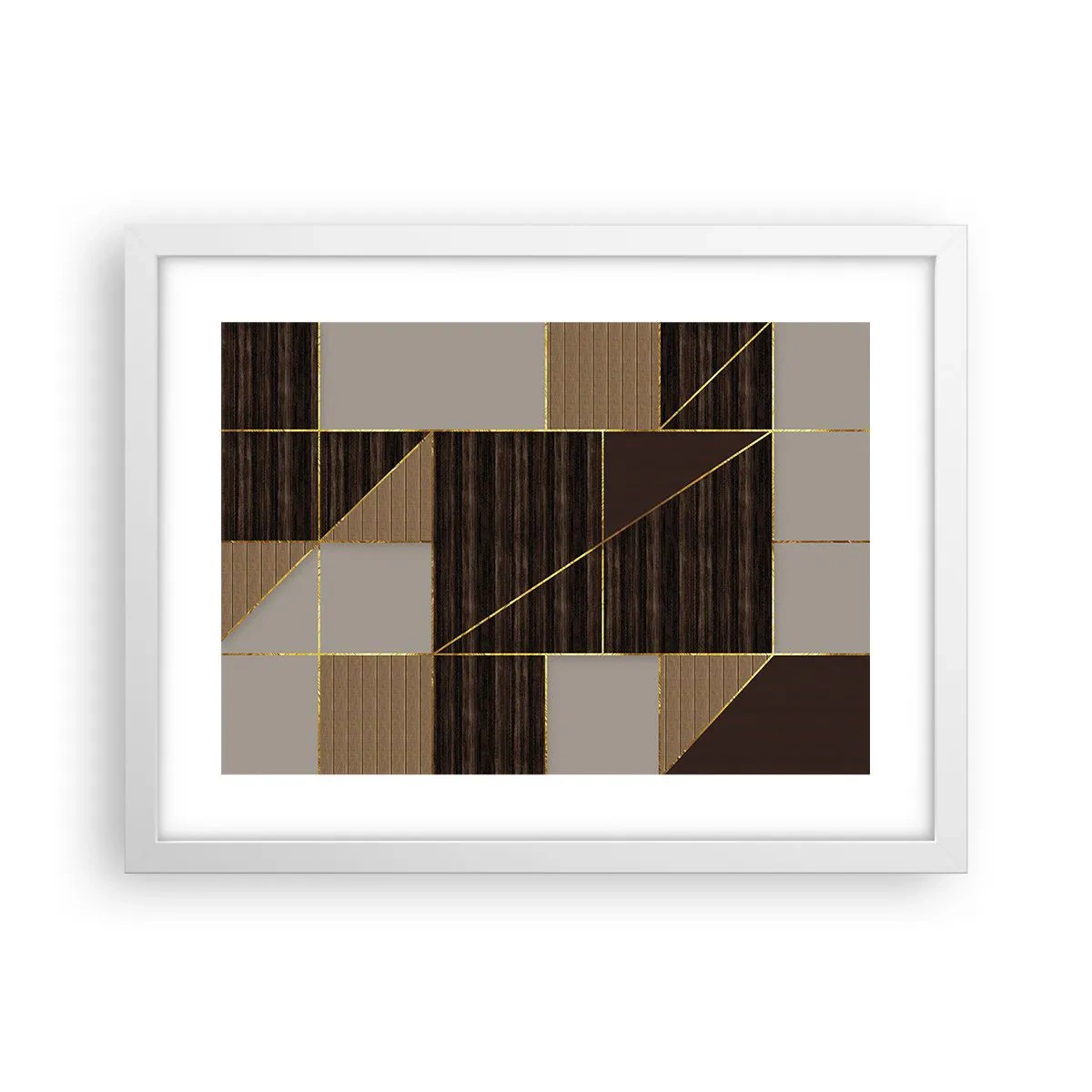 Poster in een witte lijst - Een mozaïek van bruin en goud - 40x30 cm