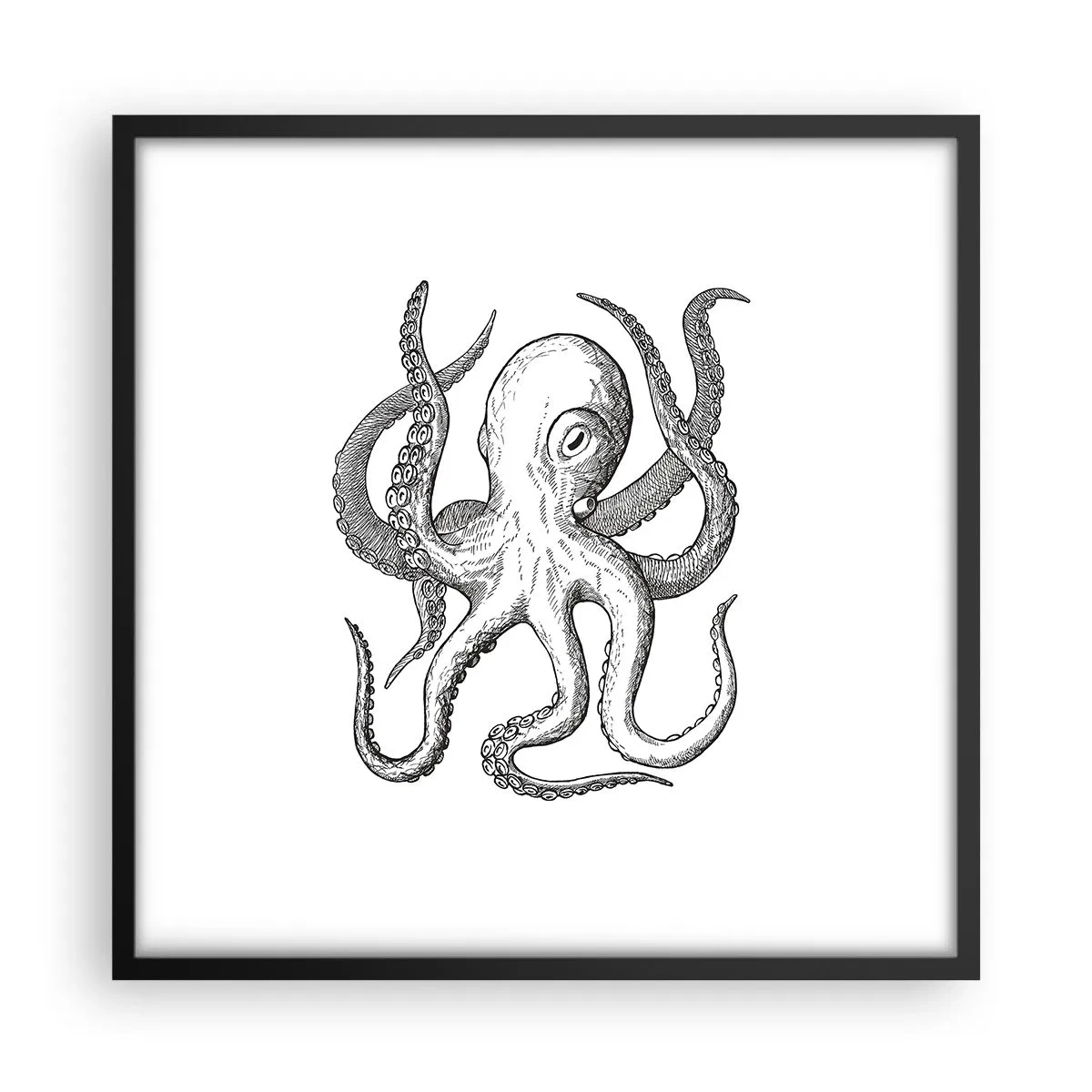 Poster in een zwarte lijst - Dansend met de golven - 50x50 cm