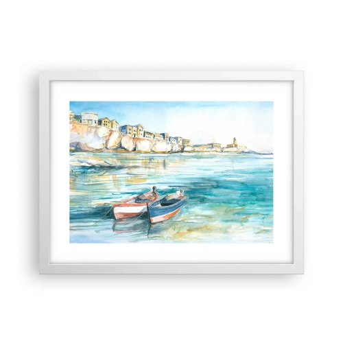 Poster in een witte lijst - Azuurblauw landschap - 40x30 cm