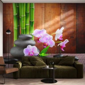 Fotobehang Premium Canvas - Maak kennis met de geneugten van het oosten - Bloemen, Orchidee, Orchidee - 500x350 cm