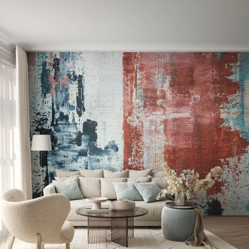 Fotobehang Premium Canvas - Fifty Fifty abstract - Abstractie, Deel, Schilderen - 400x280 cm