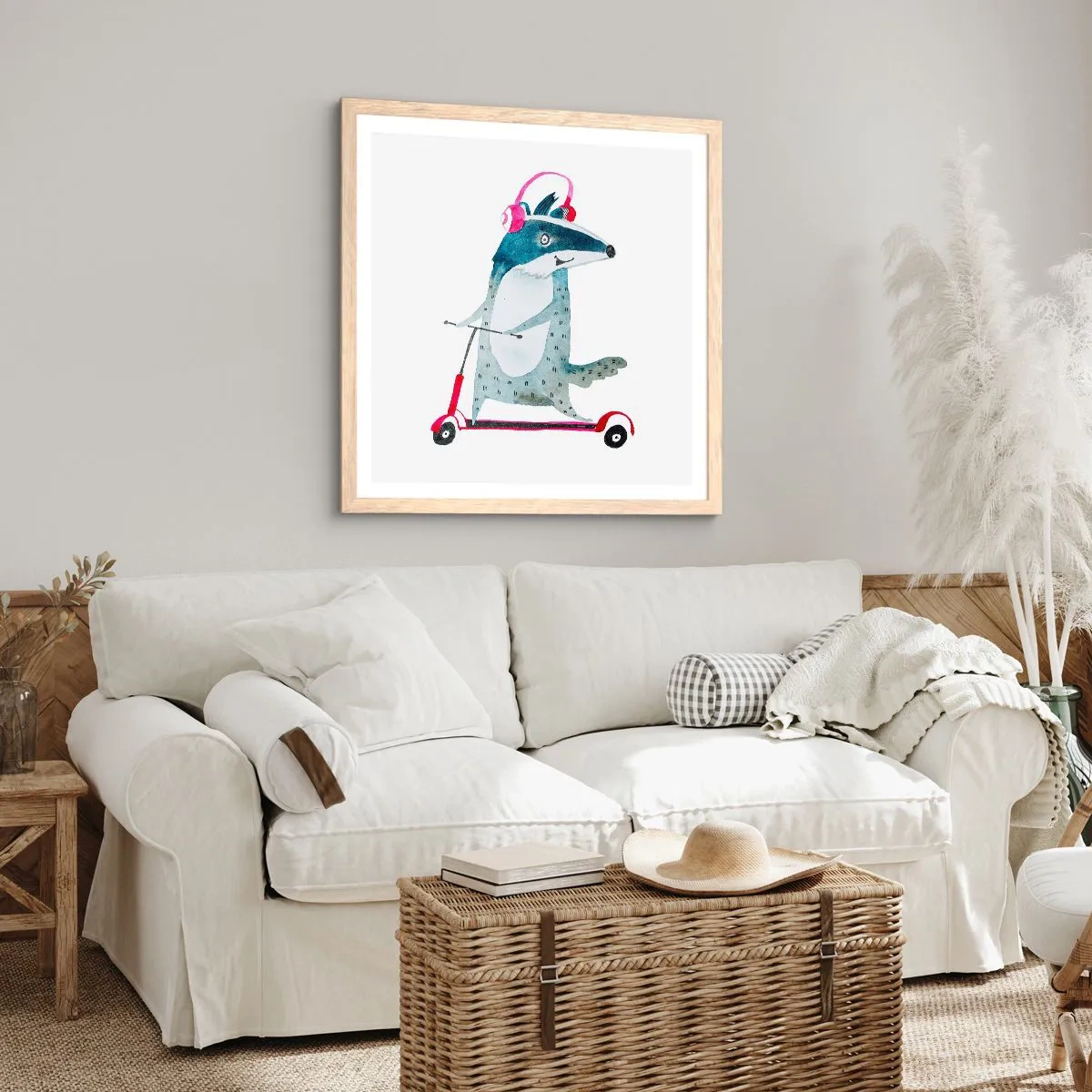Een poster in een licht eiken lijst - Badger vreugde - 30x30 cm