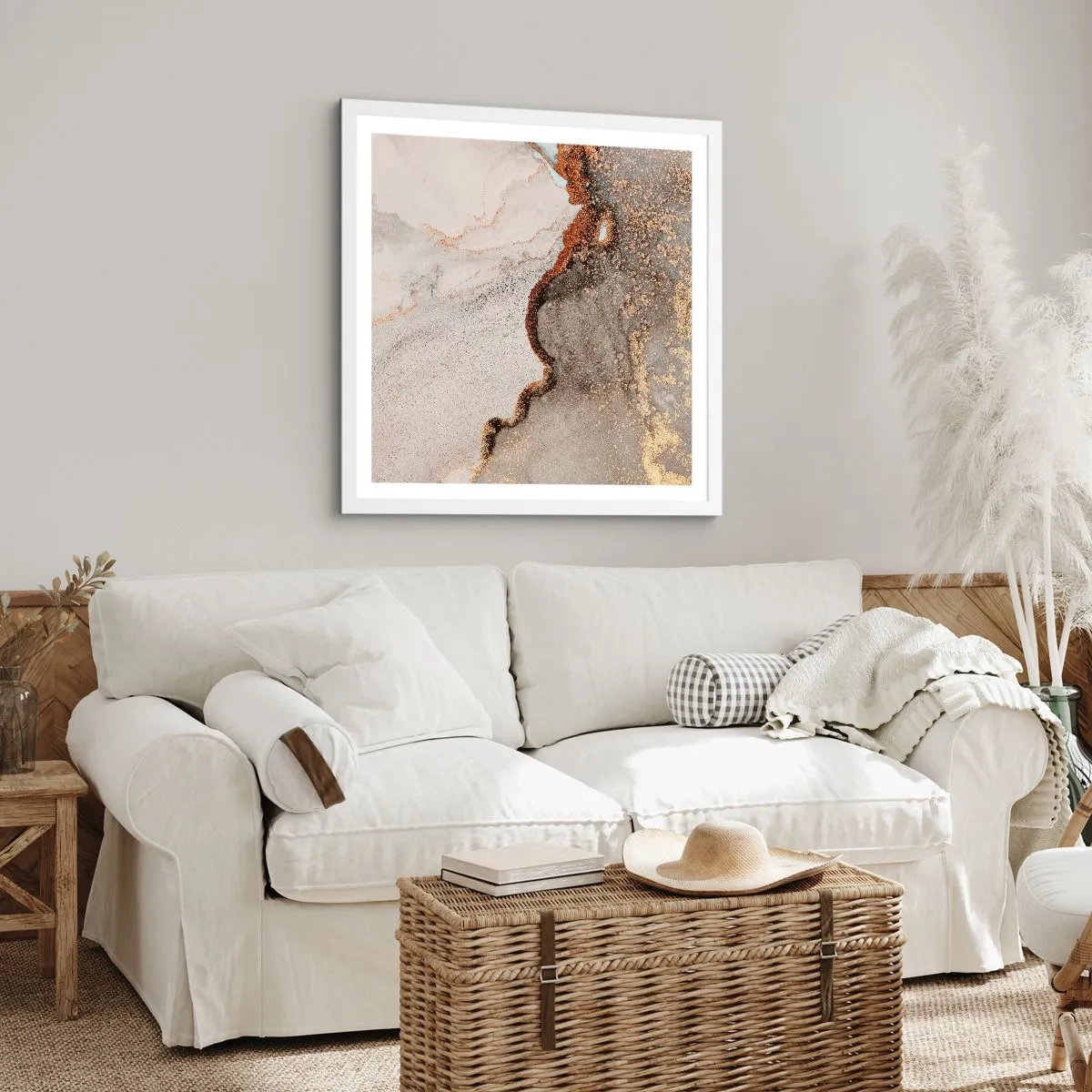 Poster in een witte lijst - Op de grens van kleuren - 50x50 cm