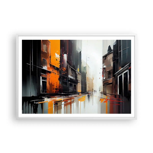 Poster in een witte lijst - Regenachtige dag - 100x70 cm