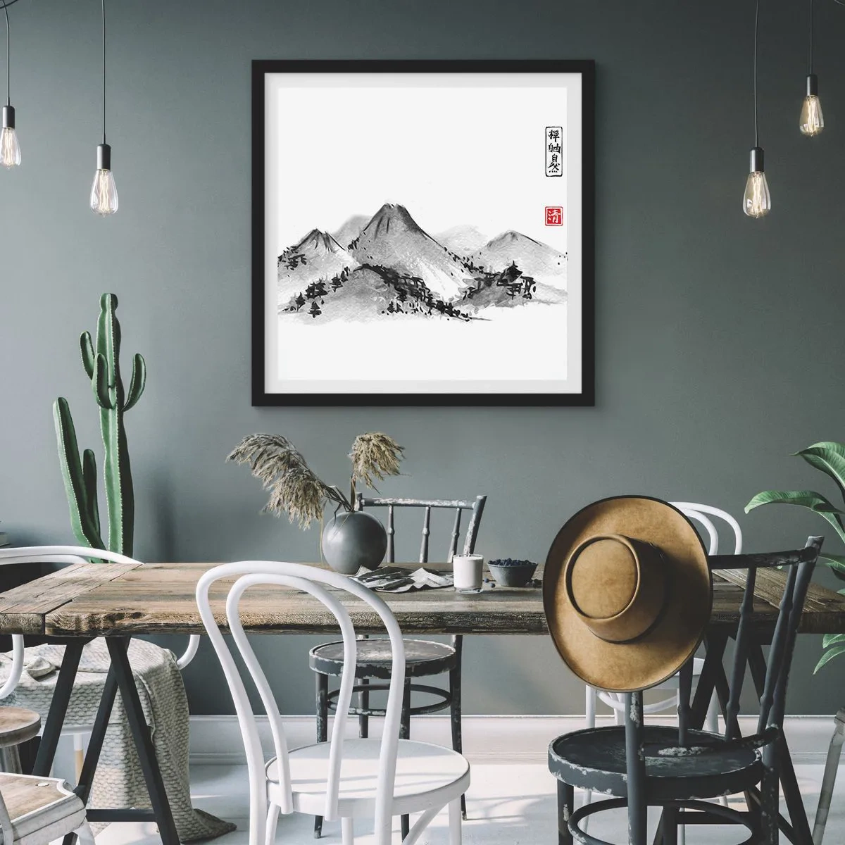 Poster in een zwarte lijst - Oneindige verte - 50x50 cm