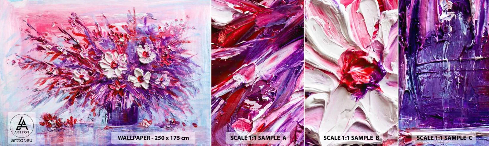 Fotobehang Monster Zelfklevend Deluxe Sticker - Onschuld en passie - Bloemen, Boeket bloemen, Tuin - 100x30 cm