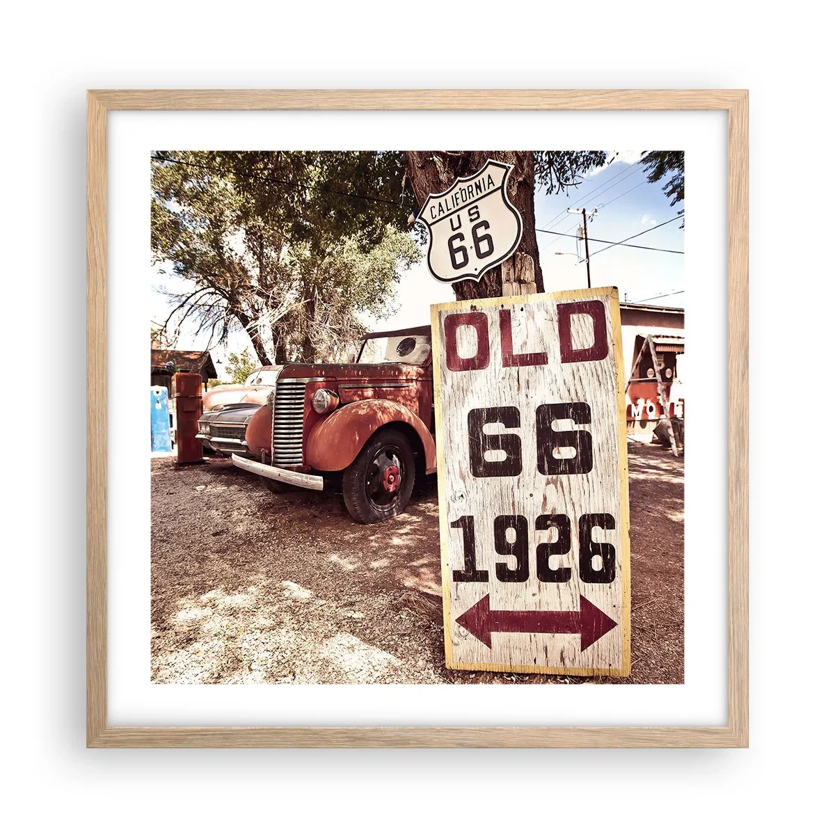 Een poster in een licht eiken lijst - Een legende van de Amerikaanse provincie - 50x50 cm