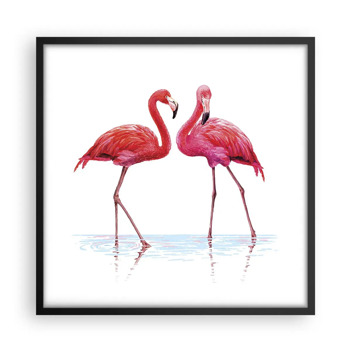 Poster in een zwarte lijst - Roze randez-vous - 50x50 cm