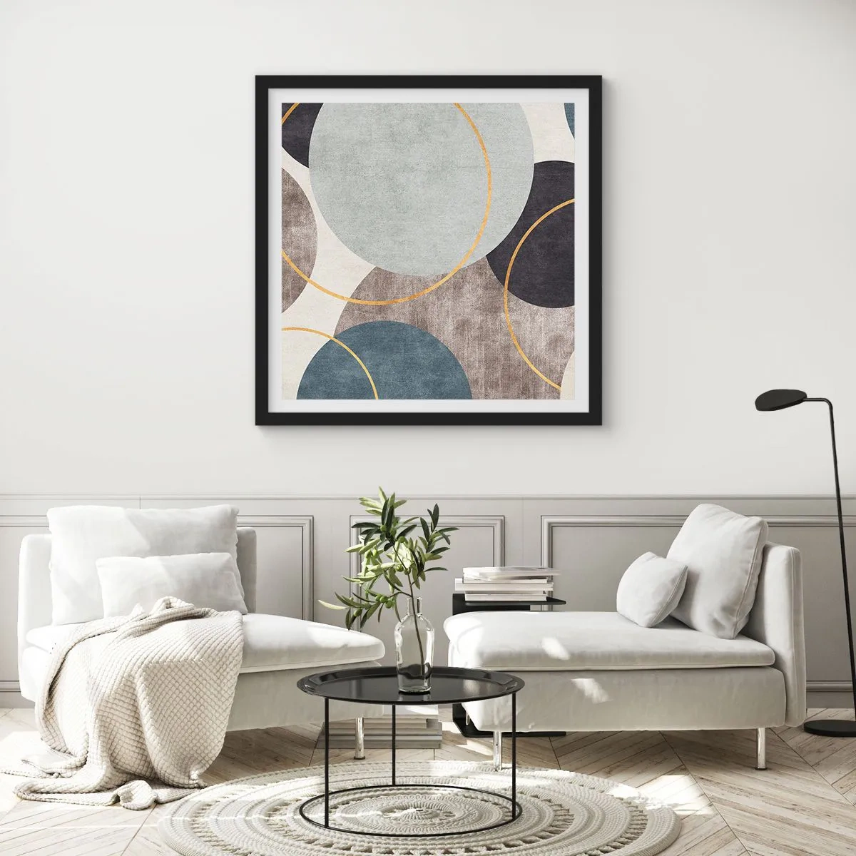 Poster in een zwarte lijst - Wiel voor wiel - 30x30 cm