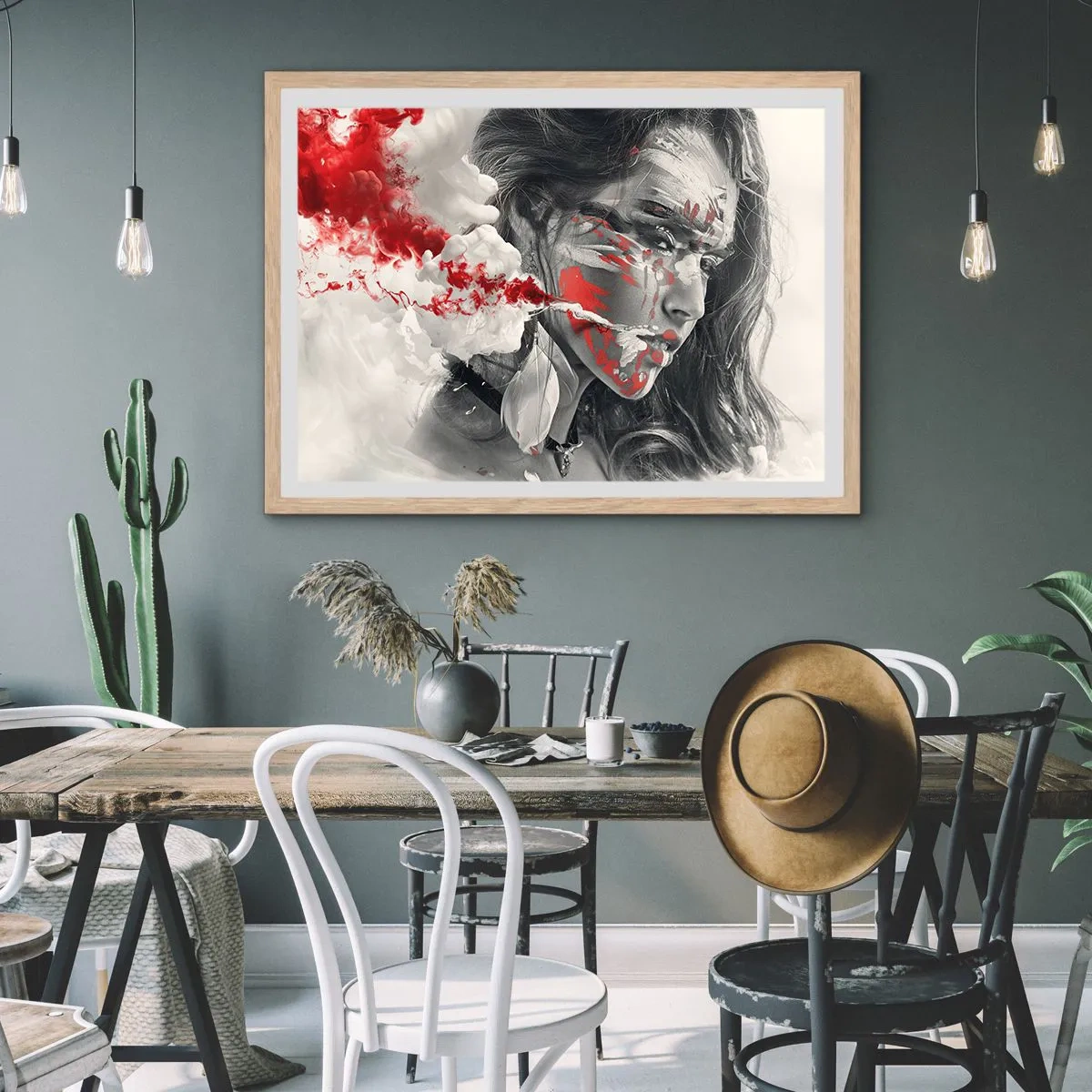 Een poster in een licht eiken lijst - In de dampen van absurditeit - 100x70 cm