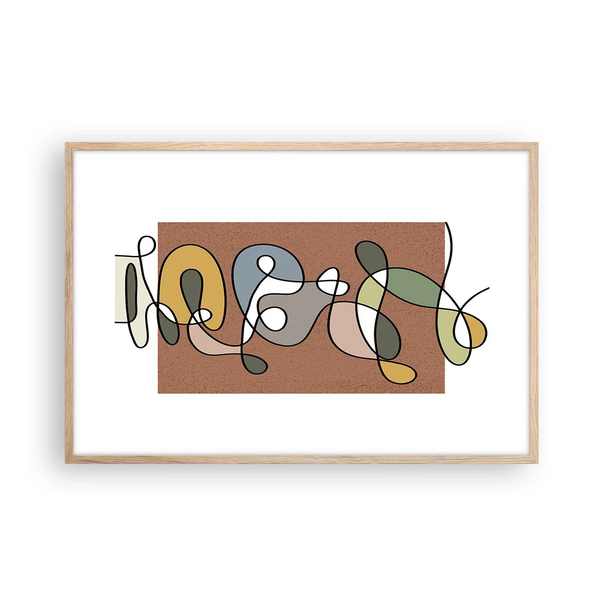 Een poster in een licht eiken lijst - Abstractie die het glimlachen waard is - 91x61 cm