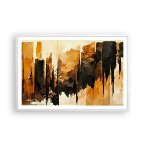 Poster in een witte lijst - Harmonie van zwart en goud - 91x61 cm