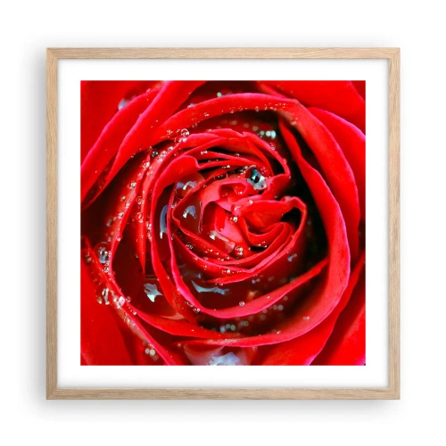 Een poster in een licht eiken lijst - In de dauwdruppels - 50x50 cm