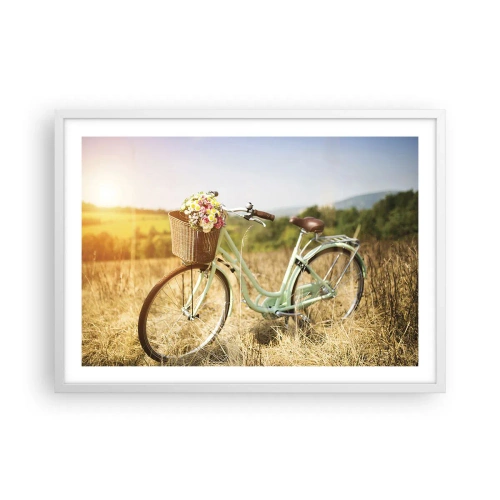 Poster in een witte lijst - Ik blijf hier nog even - 70x50 cm