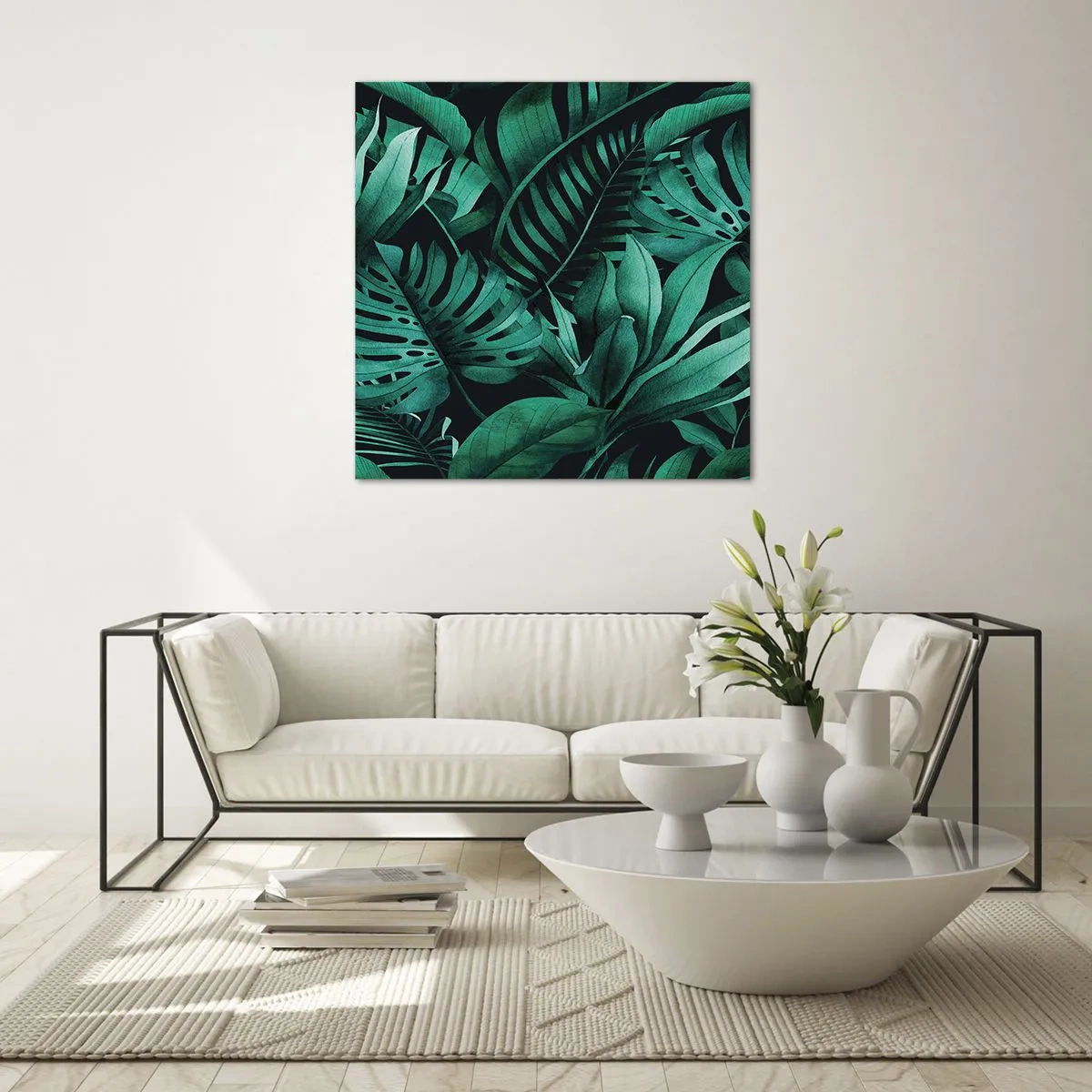 Schilderen op glas - De diepte van tropisch groen - 40x40 cm